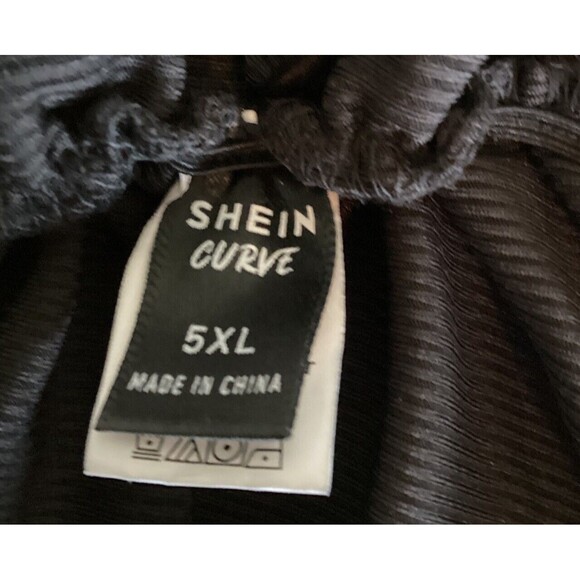 SHEIN Curve Black RibbedTank Top With Cinched Tie Side Crew Neck Plus Size 5XL - Picture 7 of 7